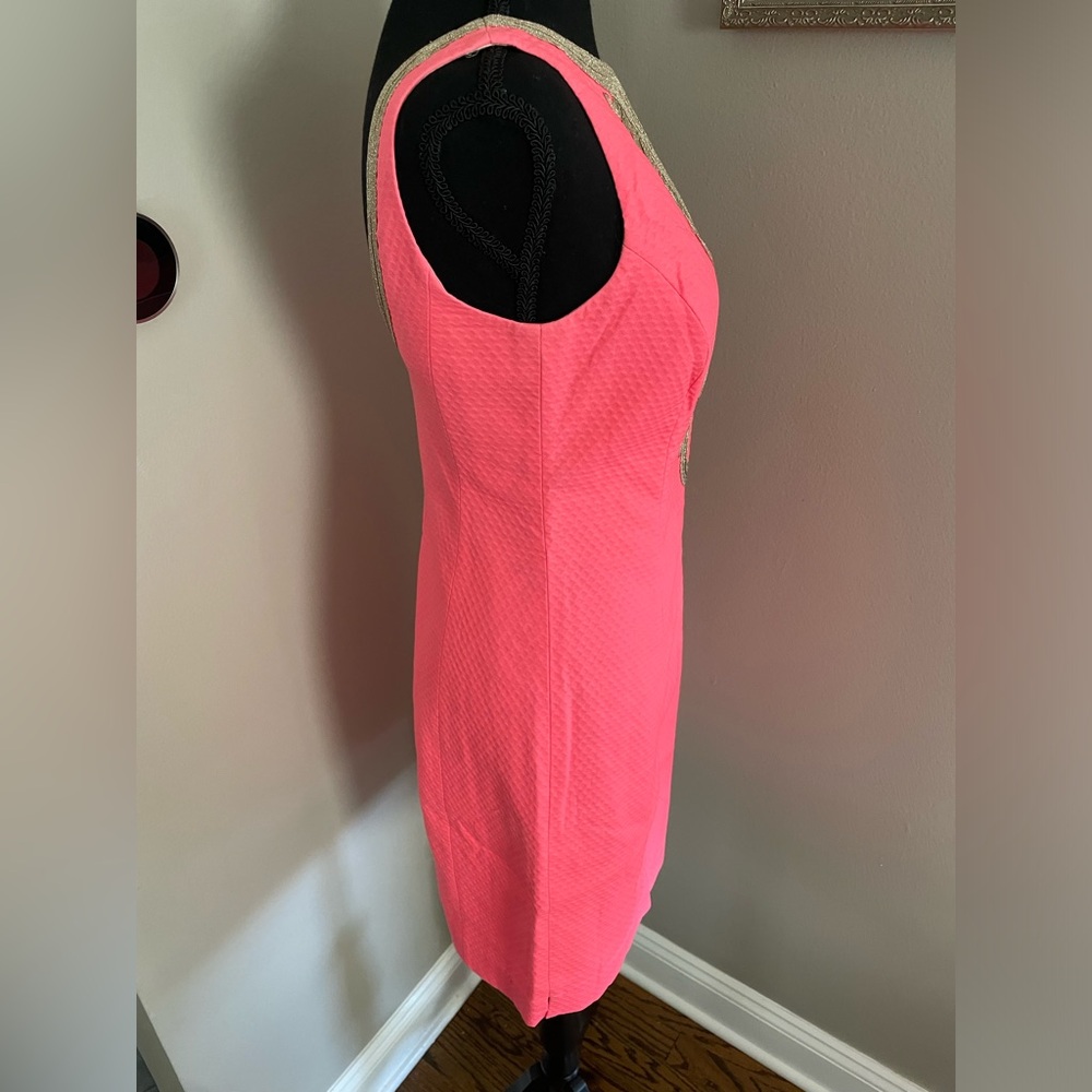 Lilly Pulitzer shift dress Janine neon pink gold details - Picture 11 of 12